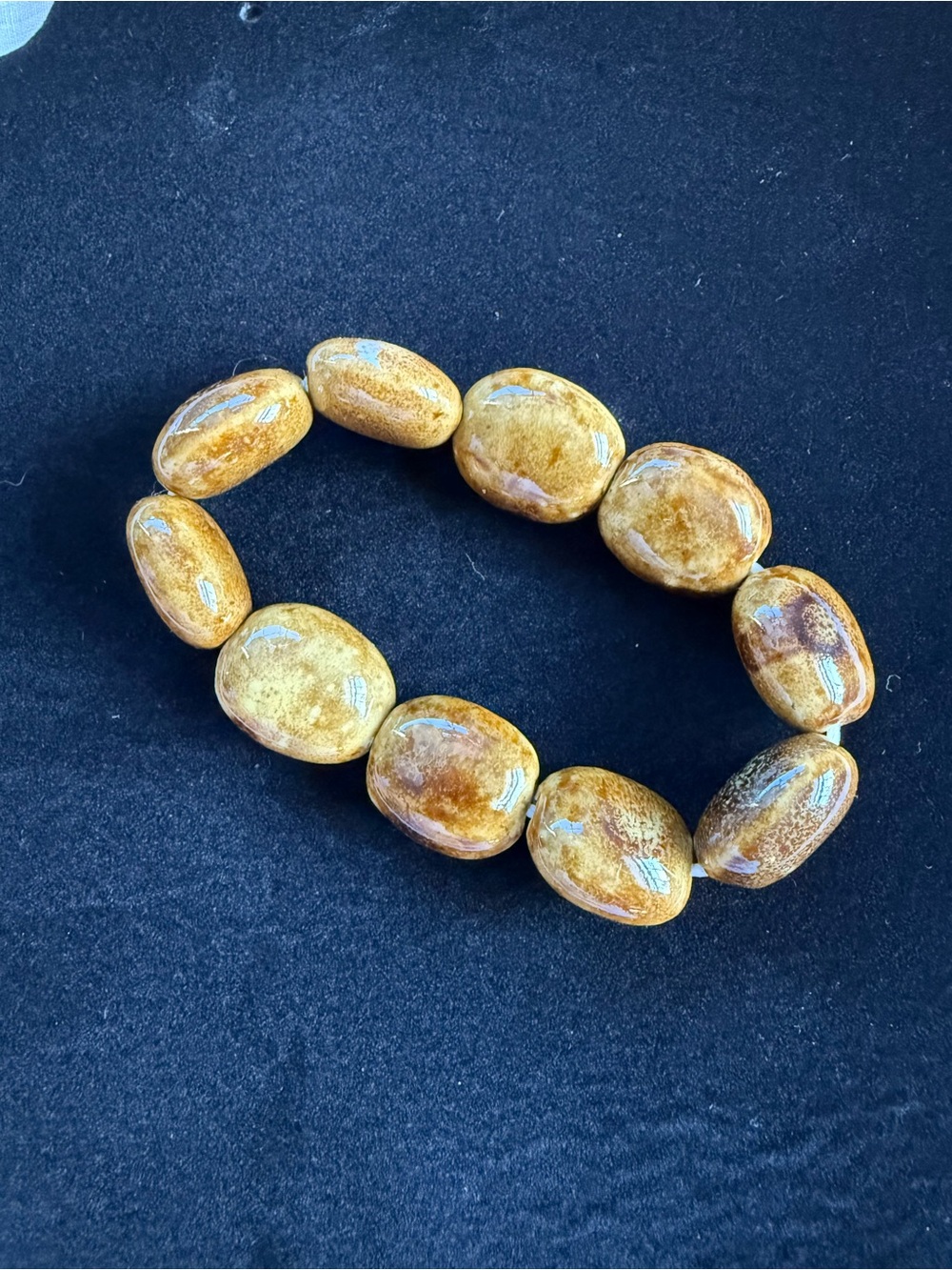 Golden Brown Beaded Stretch Bracelet
